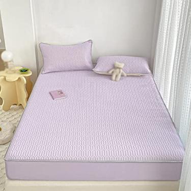 Imagem de TRGCJGH Tapete de colchão de látex com resfriamento de verão, tapete de resfriamento com fronha, tapete de dormir de verão, tapete de 3 peças, envelope 360°, roxo-120 x 200 cm / 47 x 79 polegadas