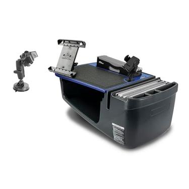 Imagem de AutoExec Mesa de carro Efficiency FileMaster para sua estação de trabalho de veículo e escritório móvel, azul, com suporte para telefone, suporte para tablet e suporte de sucção para telefone