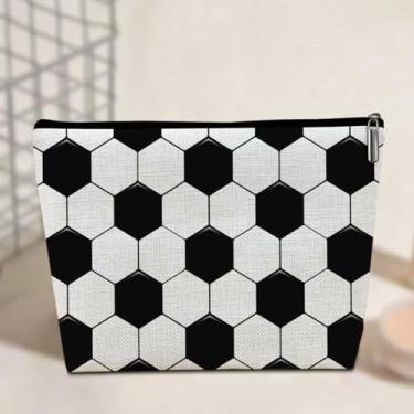 Imagem de Bolsa de maquiagem pequena de futebol, bolsas de cosméticos para fãs de esportes, bolsas de higiene pessoal, bolsa de maquiagem de grande capacidade para mulheres, presentes de aniversário para