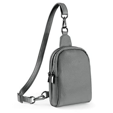 Imagem de Pochete bolsas transversais para mulheres, befen pequena couro genuíno bolsa transversal para celular bolsas Sling, Cinza sombreado