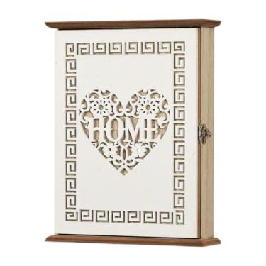 Imagem de FLCPJGV Caixa de chaves vintage em madeira, organizador de entrada, armário de chaves de parede para porta de entrada da sala de estar, Coração de Amor