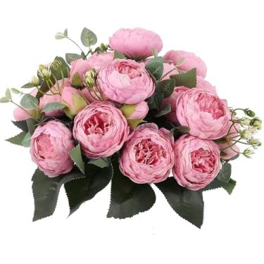 Imagem de Flores de Péonia Seda Artificial Arranjos Falsas Péonias para Decoração Casamento Escritório Festa e Lar Centros Mesa com Artificiais Realistas 3 unid