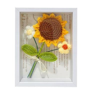 Imagem de Quadro de Fotos com Flores Tecidas à Mão Bouquet Girassóis Tecidos Artificial para Decoração Parede Decorações Casa e Escritórios Ornamentos Mesa Escr