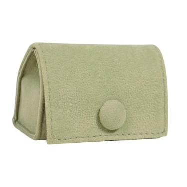 Imagem de Colaxi Estojo porta-anéis de veludo, elegante, compacto e portátil para joias. Organizador de brincos, ideal para viagens, Verde