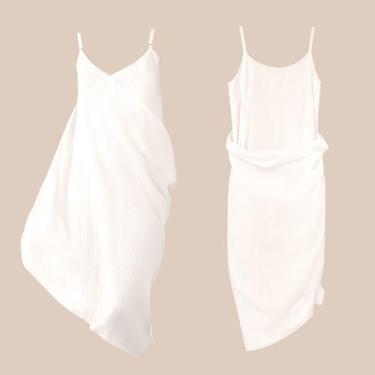 Imagem de Vestido feminino confortável toalha de banho outono após o banho, camisola, costas baixas