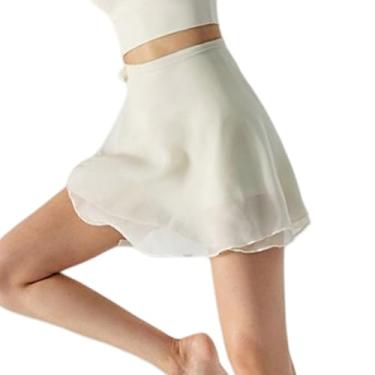 Imagem de Ubxvamm Saia feminina de balé elegante para dança com laços de cintura ajustáveis cor sólida ginástica sobre cachecol para collant