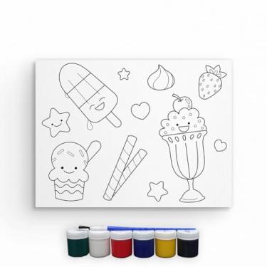 Imagem de Kit Tela Para Pintura Com Tinta E Pincel Canvas 20x30cm (Sorvete)