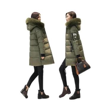 Imagem de Parka Feminina De Inverno Com Capuz, À Prova De Vento, Quente, Ajuste 