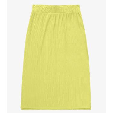 Imagem de Saia Midi Canelada Infinita Cor Amarelo-Feminino
