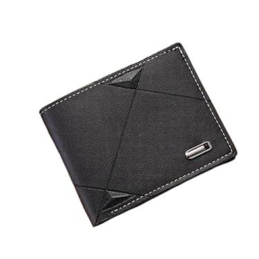 Imagem de Carteira masculina fina com clipe para dinheiro, carteira minimalista com zíper, carteiras masculinas dobráveis com porta-cartão de crédito, carteira masculina de couro sintético com porta-moedas