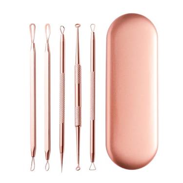 Imagem de Kit de pinças de cravos de aço inoxidável, 5 peças de remoção de manchas e cravos para rosto e nariz/ferramenta extratora de pinças com estojo
