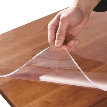 Imagem de Bobetter Capa protetora de mesa de vinil transparente de 1,5 mm de espessura 40,6 × 91,6 cm, capa protetora de mesa retangular de plástico PVC para cômoda de jantar, mesa de computador, escrivaninha