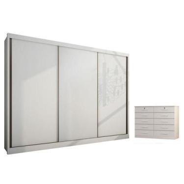 Imagem de Guarda Roupa Casal Londres com Nicho e Gaveteiro Milão com Chave Neve 