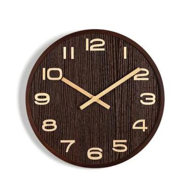 Imagem de Relógio de Parede Madeira 14 Design Números Redondo Estilo Simples Decoração Suspensão para Casa Quarto Sala Estar Cozinha Escritório