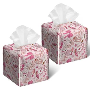 Imagem de Capa de caixa de lenços Western Cowgirl, 2 peças, suporte de caixa de lenços de papel facial quadrada para banheiro, quarto, mesa, escritório