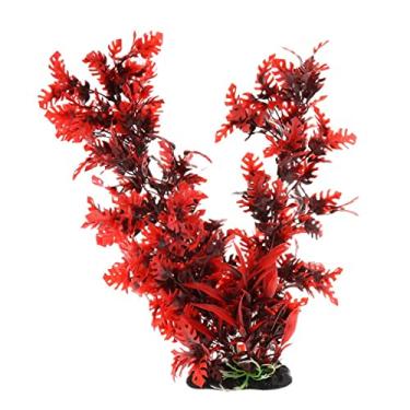 Imagem de Stgfyxgs Plantas Aquáticas, Grandes Decorações de árvores de Plástico para Aquários, Plantas Grandes para Aquário, Vermelho