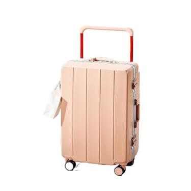 Imagem de Tourister Bagagem com estrutura de alumínio à prova de choque com alça larga: ABS + PC 20-28 Polegadas 56-75L Estojo de viagem antifurto à prova d'água(Pink,22 inches)