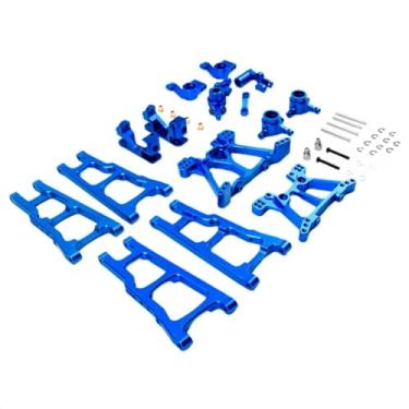 Imagem de MYHWDRNU Peças de carro RC compatíveis com Traxxas para Slash 4X4 1/10 RC carro caminhão peças W001 metal para chassi braço C para kit de peças de eixo traseiro do assento