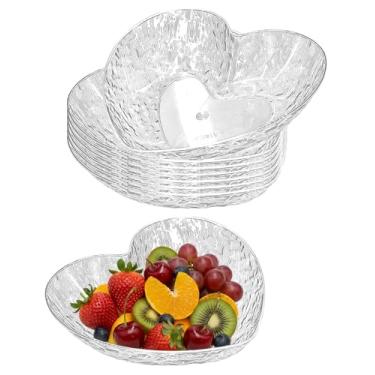 Imagem de Zitonyang Conjunto de pratos de frutas em forma de coração, pacote com 8 pratos de sobremesa de plástico, expositor de lanches para sala de estar, mesa de chá, armazenamento de doces para festas