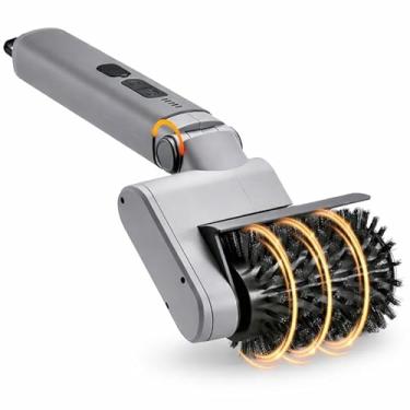Imagem de Escova elétrica para churrasqueira, sem fio, recarregável para churrasqueira, escova de limpeza rotativa automática, 3 velocidades, ângulo ajustável, sem queda de cerdas, cabeça extra (A)