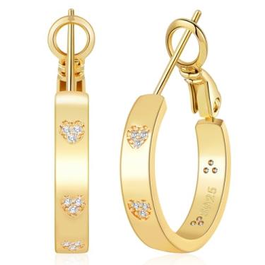 Imagem de BMMYE Brincos de argola de prata esterlina para mulheres, brincos de argola de ouro leve com zircônia cúbica de coração 20/30/40/50/60/70 mm argolas hipoalergênicas, 20mm, Prata esterlina, Sem pedra