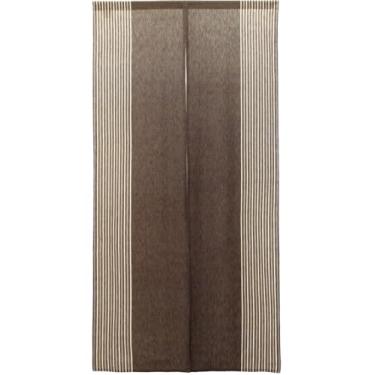 Imagem de Sunnyday Fabric Cortina de entrada L 85 cm x A 167 cm Japandy Raku Dark Navy Noren Tapeçaria Listra Vertical (Marrom)
