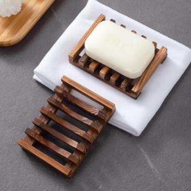 Imagem de Saboneteira de madeira para chuveiro, suporte de sabonete de chuveiro, suporte de sabão em barra autodrenante para banheiro, sabonetes caseiros Saver Bandeja de sabonetes naturais