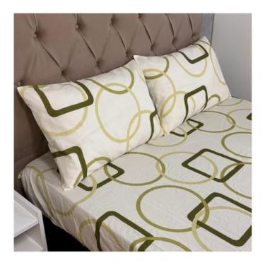 Imagem de Jogo de Lençol Casal 3 Peças Estampado 150 Fios com Elástico + Fronha de Zíper – Ideal para Cama Box e Padrão, Macio para Dormitório (Modelo - 15)