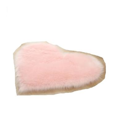 Imagem de Tapete na sala de estar tapetes grandes de pelúcia em forma de coração antiderrapante quarto moderno tapete decoração de quarto (rosa claro, 80 x 90 cm)