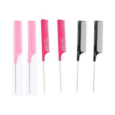 Imagem de Pente Profissional De Aço Inoxidável Com Dentes Finos Para Corte E Est