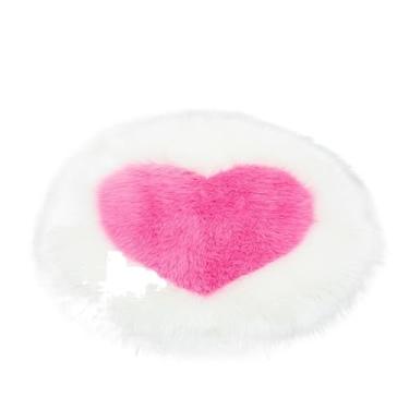 Imagem de Tapete redondo em forma de coração para sala de estar, tapetes fofos, tapetes decorativos para quarto (vermelho, branco, 2GG)