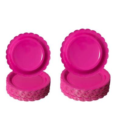 Imagem de 100 peças de pratos de papel recortado, pratos de papel vermelho rosa de 17 e 23 cm, pratos de sobremesa descartáveis resistentes premium para casamento, dia dos namorados, aniversários, chás de bebê