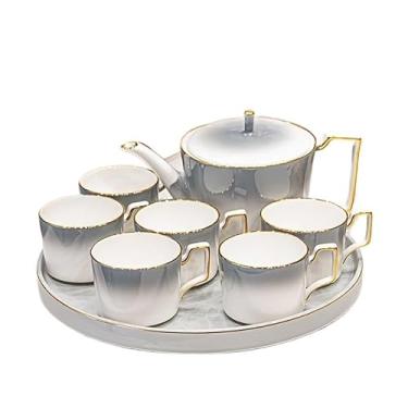Imagem de Conjunto de café de 8 peças para servir bebidas, combinação de chaleira e xícara, conjunto de chá doméstico multifuncional, adequado para qualquer ocasião jarra de água