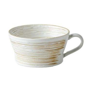 Imagem de KEG801302 Copo de café da manhã de cerâmica texturizado linha vintage moderna grande calibre caneca cereal cacau cappuccino utensílios para bebidas