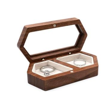 Imagem de Caixa de joias organizadora de madeira colar brinco caixa de armazenamento anéis pulseira caixa de joias pequena de madeira mini anel de viagem brincos delicados armazenamento de joias caixa de