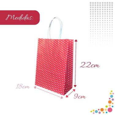 Imagem de Sacola Papel Kraft Para Presente Produtos Bolinhas 18X9X22Cm