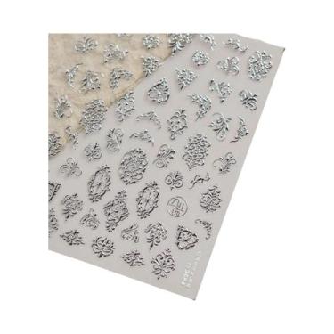 Imagem de Adesivo De Unha 5D Colorido Boêmio Com Coração, Lua, Pérola E Strass, 