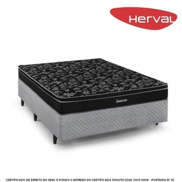 Imagem de Cama Box Casal, Molas Bonnel Herval Saturno, 59x138x188 cm, Cinza