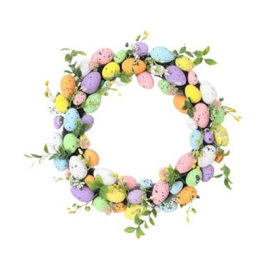 Imagem de oshhni Guirlanda artificial de Páscoa para decoração de porta de entrada, com ovos versáteis em meio à grama, ideal para bar e decoração de Páscoa.