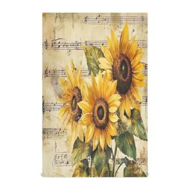 Imagem de xigua Conjunto de 1 panos de prato de cozinha de girassóis vintage, macios e altamente absorventes de secagem rápida para limpeza de pratos e limpeza à mão, 71 x 45 cm