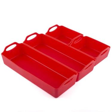 Imagem de Conjunto de Bandejas Silicone Antiaderente para Assar 4 Peças com Compartimentos Personalizáveis Alças Resfriamento Resistência a Altas Temperaturas Fácil Limpeza Lavável na Máquina Lavar Louças Forno