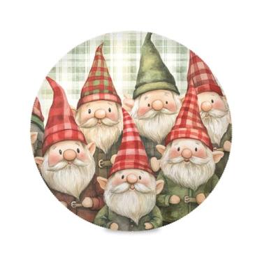 Imagem de STAYTOP Gnomos de Natal fofos jogos americanos redondos 6 peças, tapetes de mesa antiderrapantes fáceis de limpar para casa, cozinha, churrasco, festa, decoração de mesa