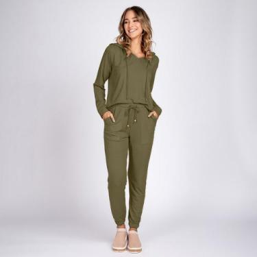 Imagem de Conjunto Moletom Leve Blusa Gola V e Calça Jogger Várias Cores - Bloom