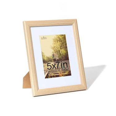 Imagem de KTKDE Porta-retrato 12 x 18 cm, moldura de foto com vidro real para foto 10 x 15 cm com tapete ou foto 12 x 18 cm sem tapete, moldura de madeira composta para mesa e parede. Melhor presente