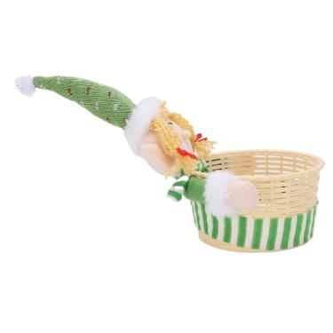 Imagem de RiToEasysports Cesta de Natal, Enfeite de Cesta de Doces de Natal Em Pvc Premium e Tecido para Decoração de Mesa Com Função de Armazenamento para Reuniões de Feriados (Verde)