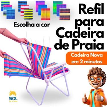 Imagem de Kit Capa Pano Refil de Cadeira de Praia com Abraçadeira Troca Fácil e 