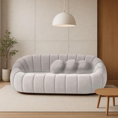 Imagem de Sofá 2 Lugares Orgânico Para Sala Cloud Bouclê E03 - D`rossi Cor Cinza Claro