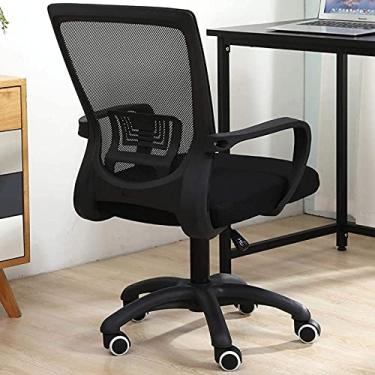 Imagem de Cadeira de escritório ergonômica cadeira executiva de encosto médio com suporte lombar malha giratória cadeira de trabalho de computador para trabalho doméstico - branca D 56 x 30 x 52 cm (preto B 56