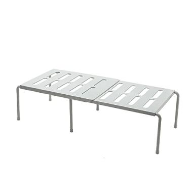 Imagem de YLGTYUIK Prateleira de plástico para especiarias prateleira expansível para armário cozinha banheiro maquiagem mesa armazenamento rack design grade de drenagem - cinza
