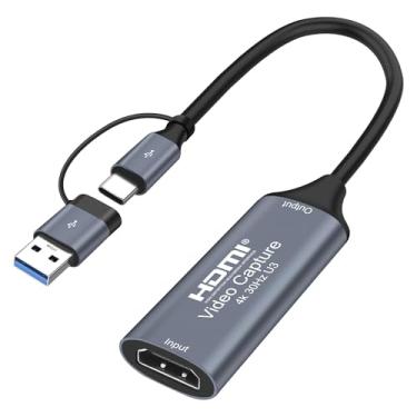 Imagem de XMSJSIY Placa de captura de vídeo 4K HDMI para USB/USB-C cartão de captura Full HD 1080p de áudio e vídeo dispositivo de streaming para ensinar jogos transmissão ao vivo compatível com PS5 PS4 Xbox